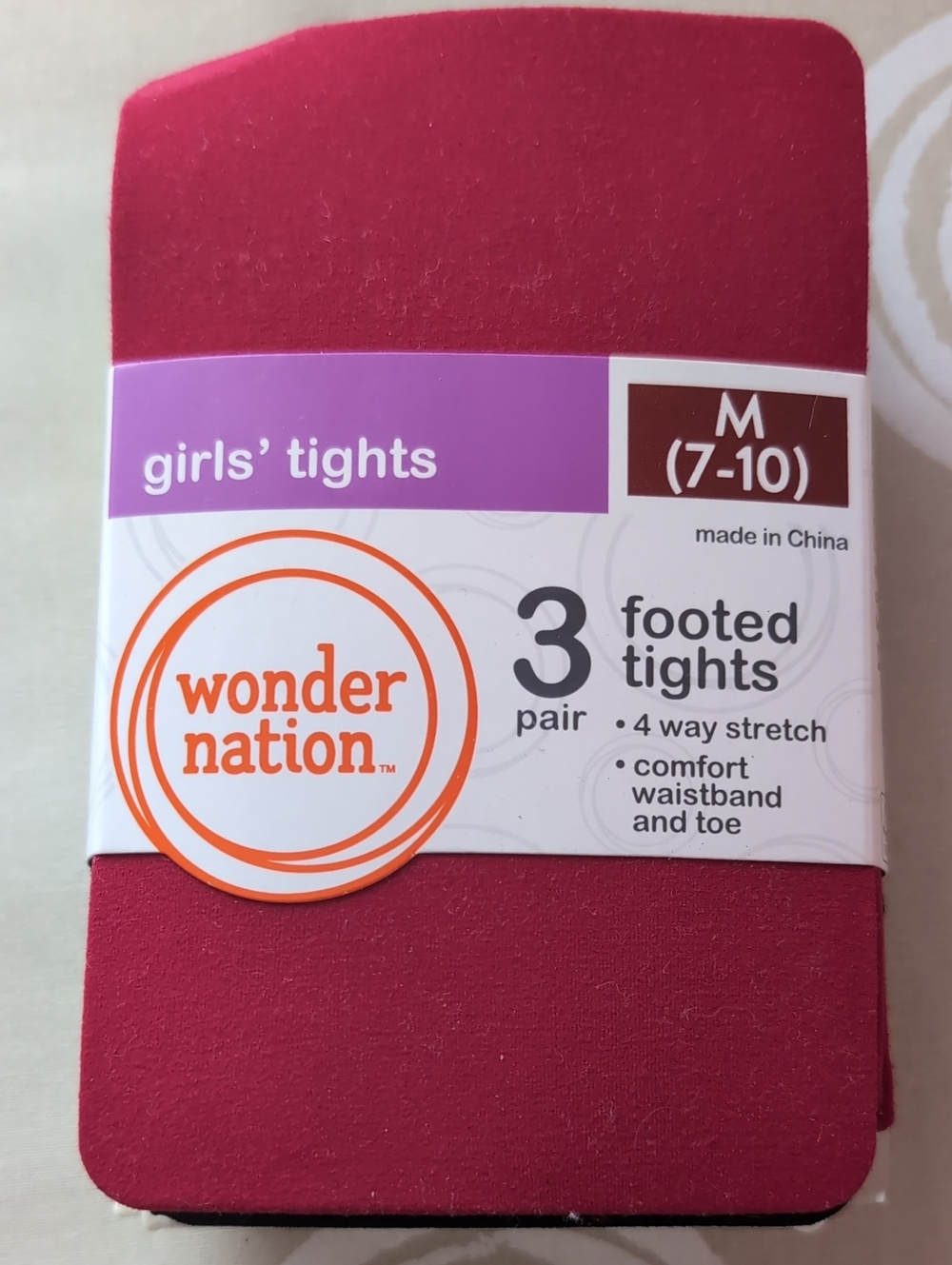 wonder nation Girls' Footed Tights in Deep Pink